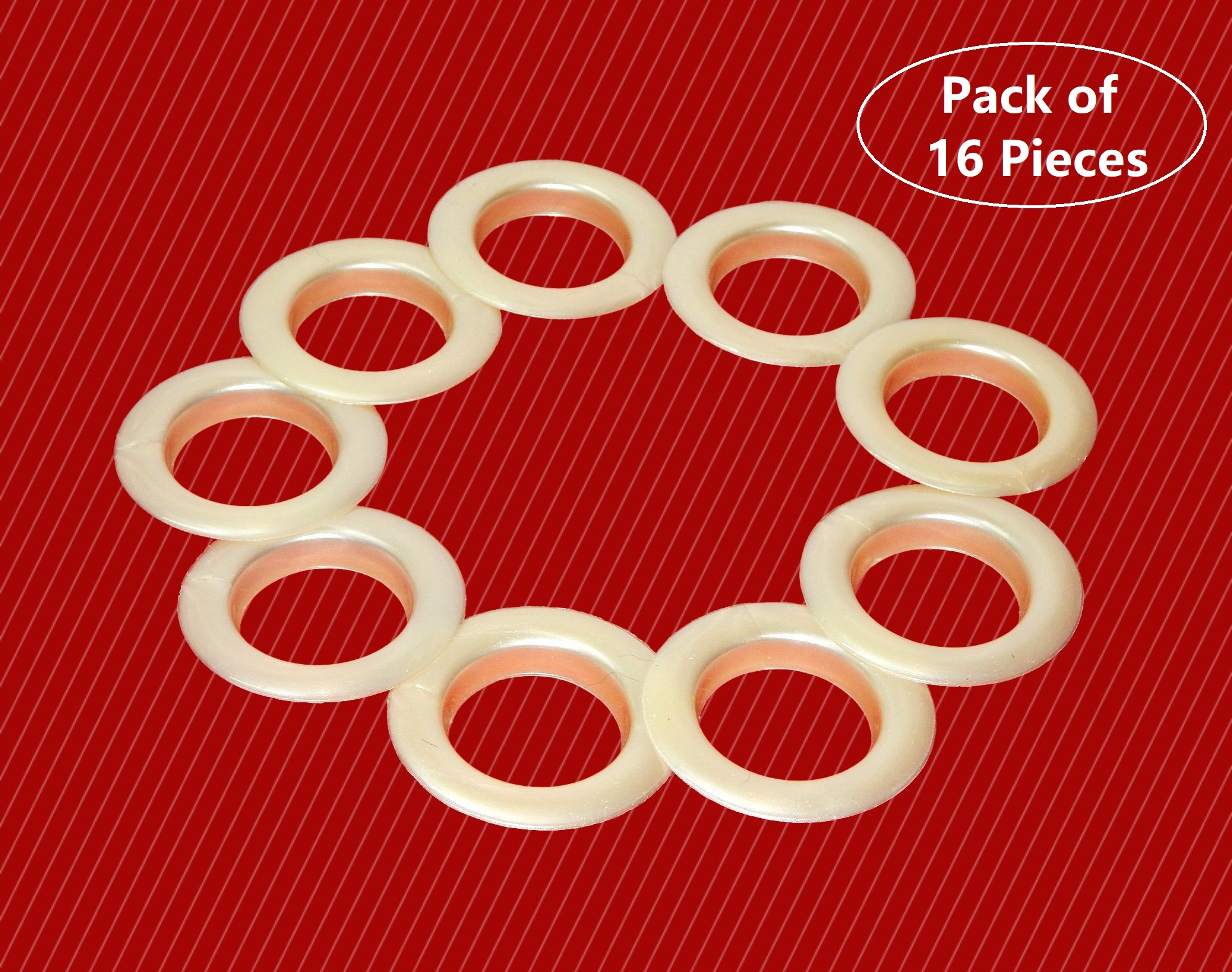 Beautiful Heavy-duty PVC Curtain Rings with Lock, Long Lasting Cream Eyelet Ring and Lock Compatible With 1 Inch Rod 